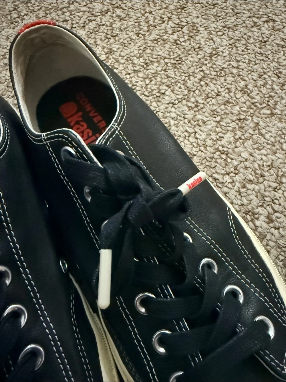 Converse Chuck Taylor KASINA Black Sneakers with Red Heel Tab - Picture 7 of 11